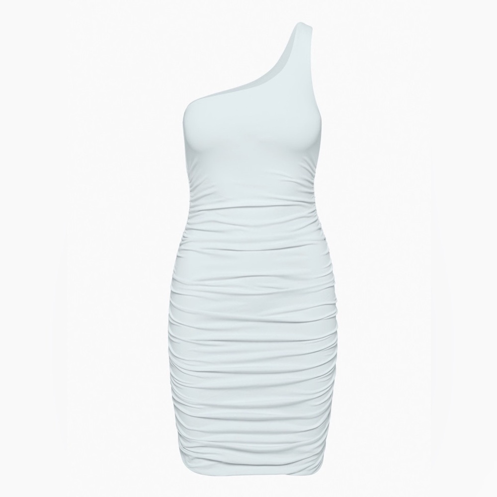 Babaton One-Shoulder Ruched Mini Dress in Light Blue - Picture 6 of 6